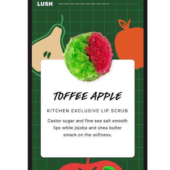 Lush Kitchen Exclusive Toffee Apple Lip Scrub Exfoliating Sugar Shea Butter NWT - Picture 2 of 8